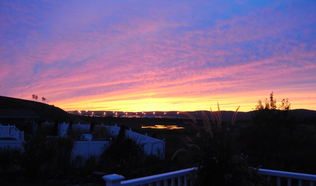 sunset over suburbia