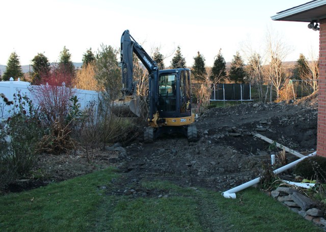 excavator in the garden