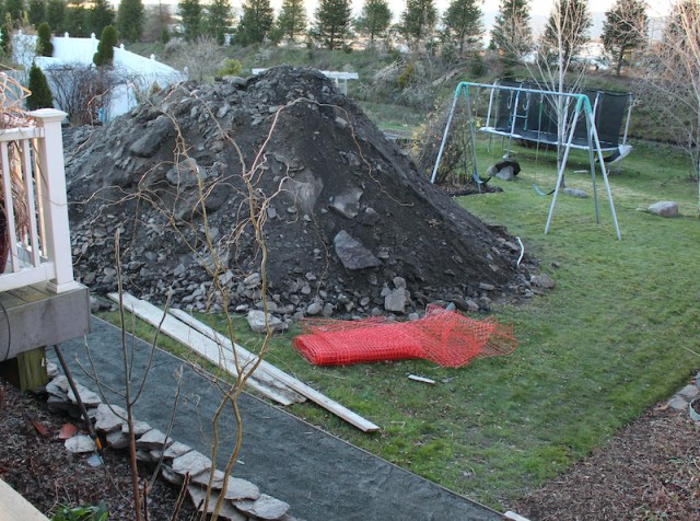 excavator in the garden